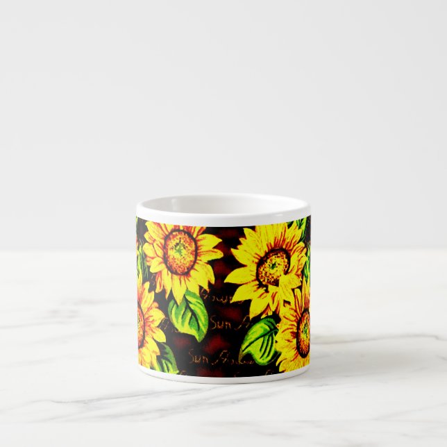 Taza De Espresso Flores solares grises (Frente)
