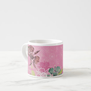Taza De Espresso Flores tropicales Espresso rosa Cappuccino Mug