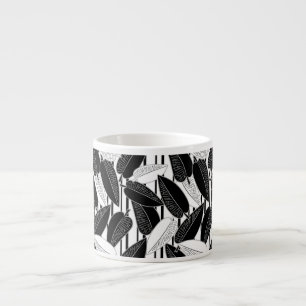 Taza De Espresso flores tropicales sin fisuras hojas ficus ornament
