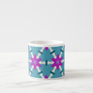 Taza De Espresso Flores Verde azuladas y moradas de estrella cvpp4