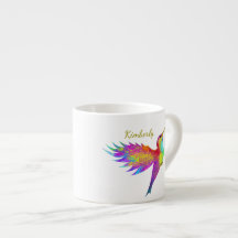 Flying Hummingird Custom Name Espresso Mug