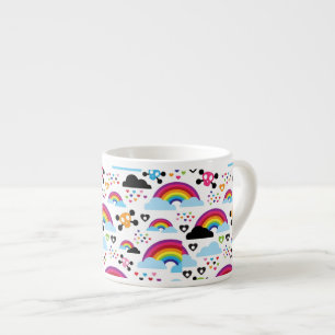 Taza De Espresso Fondo adolescente del cráneo del arco iris del em