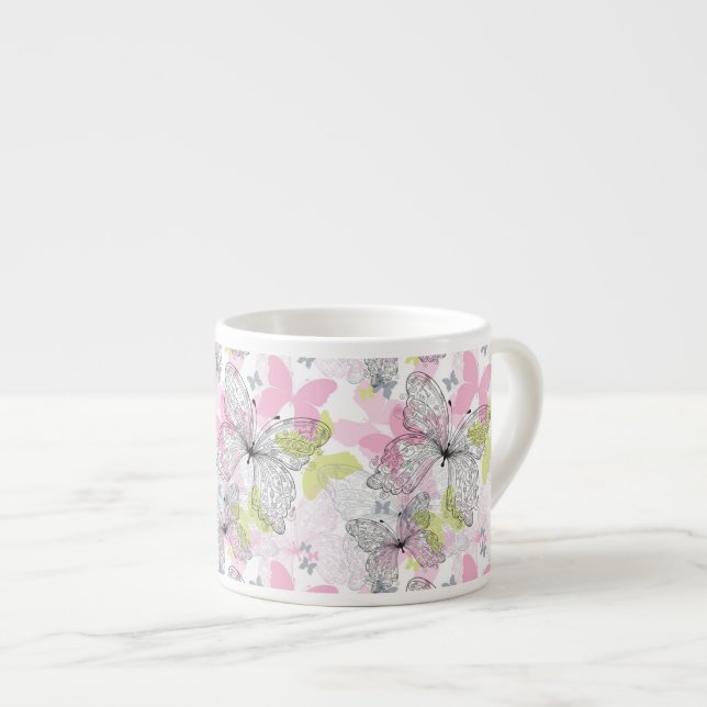 Taza De Espresso Fondo con la mariposa (Derecha)