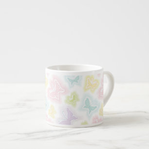 Taza De Espresso Fondo con las mariposas en acuarela