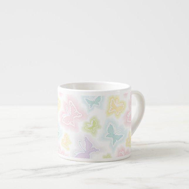 Taza De Espresso Fondo con las mariposas en acuarela (Derecha)