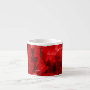Taza De Espresso Fondo de cristal geométrico abstracto rojo