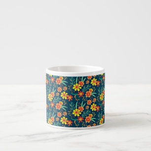 Taza De Espresso Fondo Floral Hermoso Diseño-46566