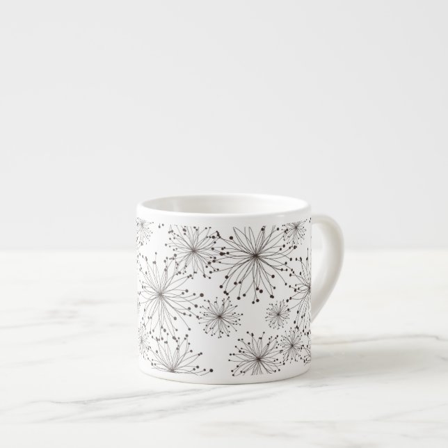 Taza De Espresso Fondo floral retro (Derecha)