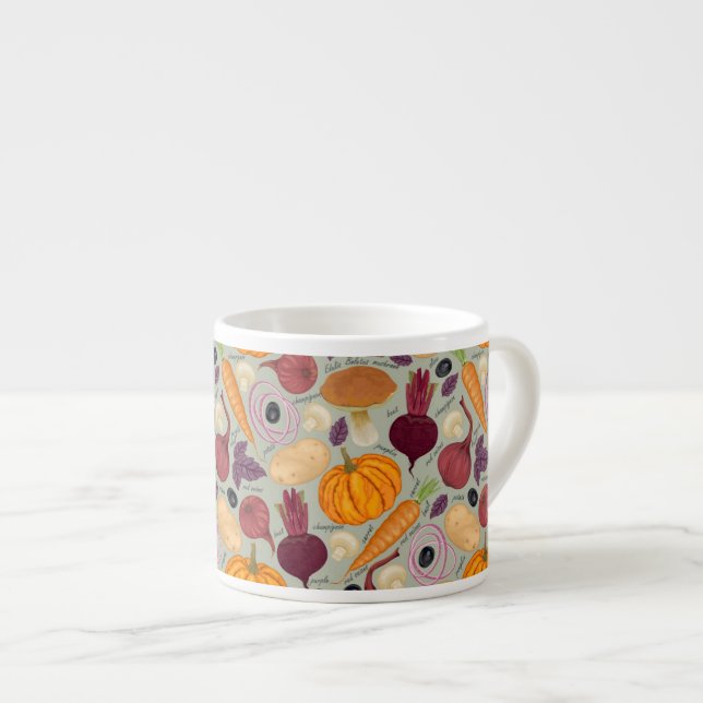 Taza De Espresso Fondo retro de verduras frescas (Derecha)
