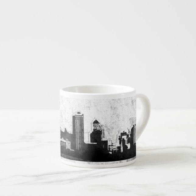 Taza De Espresso Fondo sucio de la ciudad en blanco y negro (Derecha)
