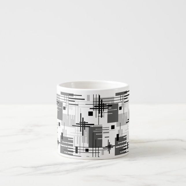Taza De Espresso Formas geométricas modernas abstractas rayadas ali (Frente)