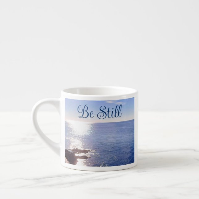 Taza De Espresso Foto de aún Blue Ocean Bible Verse Custom Name (Izquierda)