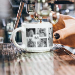 Taza De Espresso Foto de la familia Collage de moda Inicio blanco y<br><div class="desc">Presentamos nuestro Collage de moda Five Family Photo Black & White con Initial in Center . Este collage personalizado y elegante es la manera perfecta de mostrar los preciados recuerdos de su familia de una manera moderna y elegante. Con un elegante esquema de color blanco y negro, este collage le...</div>