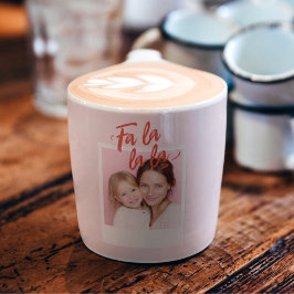 Taza De Espresso Foto de Navidad con Fa La La La Rosa Claro