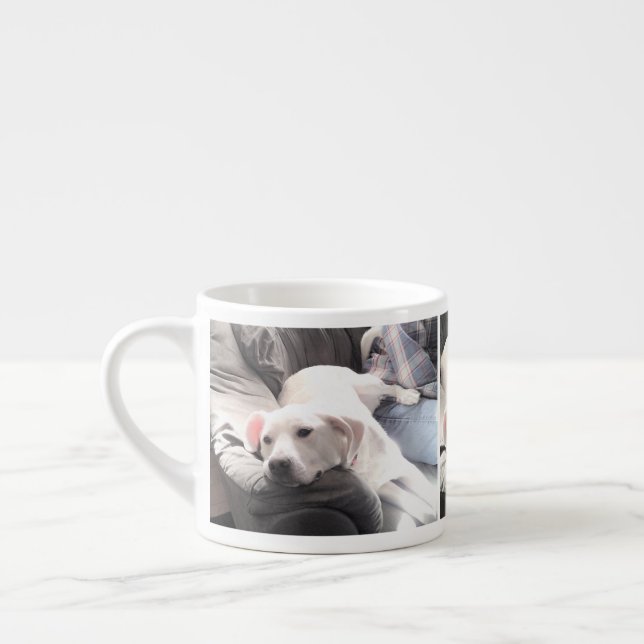 Taza De Espresso Foto de perro blanco lindo con el mejor amigo papá (Izquierda)