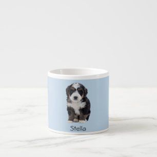 Taza De Espresso Foto de perro personalizado - Polvo azul con nombr