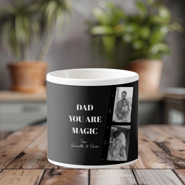 Taza De Espresso Foto Personalizada De Dos Padres De "Papá Eres Mág (Subido por el creador)