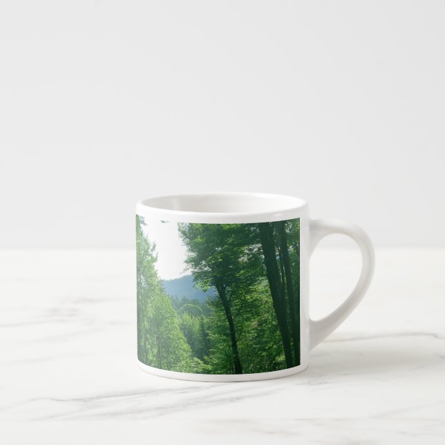 Taza De Espresso Fotografía del paisaje de los bosques verdes (Derecha)