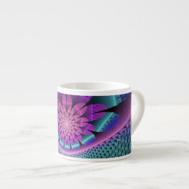 Taza De Espresso Fractal de flor colorida con estampado inusual