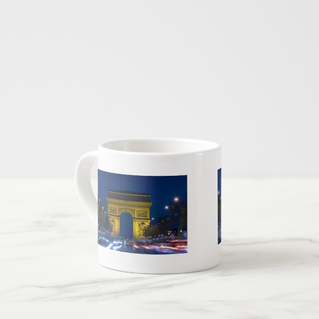 Taza De Espresso Francia, París. El Arco del Triunfo y el (Izquierda)