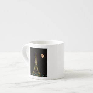 Taza De Espresso Francia, París. Torre Eiffel de noche con