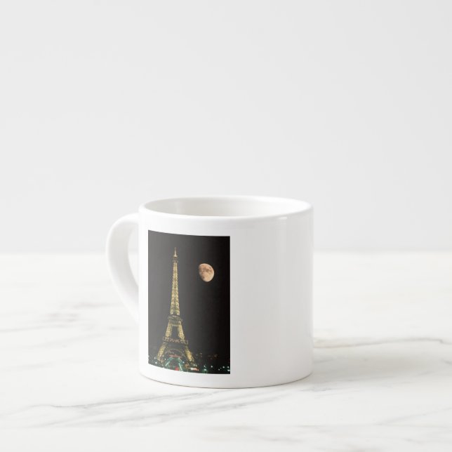 Taza De Espresso Francia, París. Torre Eiffel de noche con (Izquierda)