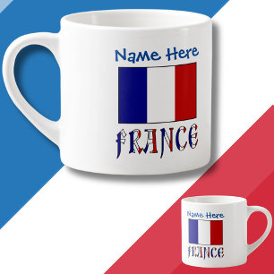 Taza De Espresso Francia y Azul de Bandera Francesa Personalización