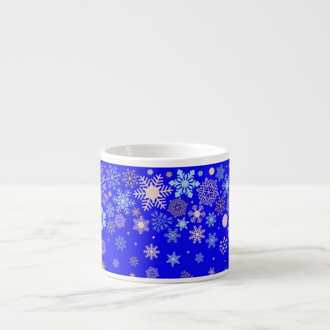 Taza De Espresso Frontera feliz con copo de nieve (Frente)