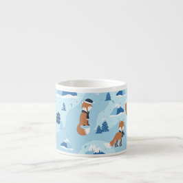 Taza De Espresso Frosty Winter Foxes