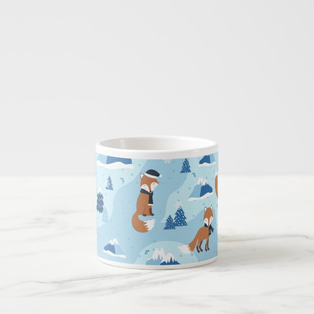 Taza De Espresso Frosty Winter Foxes (Frente)