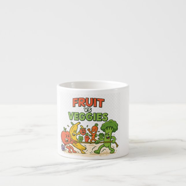 Taza De Espresso Fruta vs Vegetales - Gracioso diseño de Personaliz (Frente)