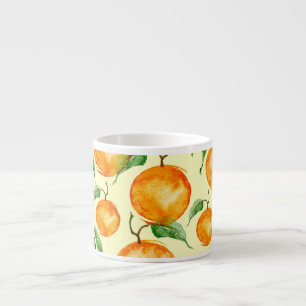 Taza De Espresso Frutas cítricas acuarelas, patrón tropical.