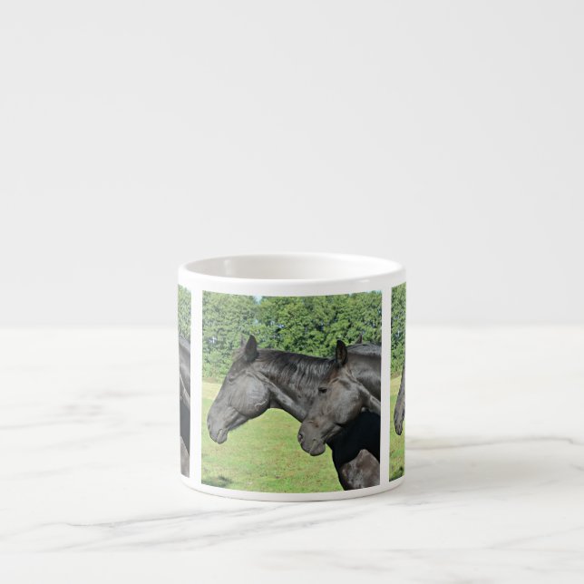 Taza De Espresso Funda de prado de baldosas con cabezas de caballo  (Frente)