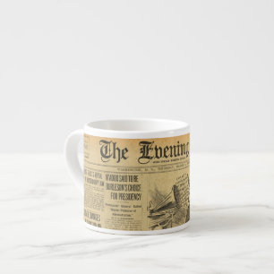 Taza De Espresso ¡Funky periódico de época Espresso Mug!