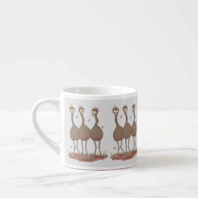Taza De Espresso Funny Australian emu trio cartoon illustration (Izquierda)