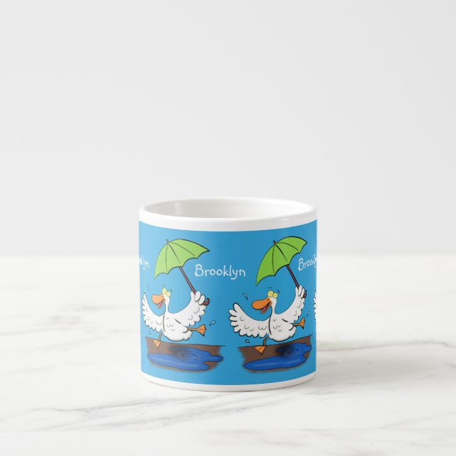 Taza De Espresso Funny duck with umbrella dancing cartoon (Frente)