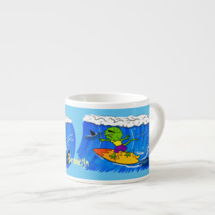 Taza De Espresso Funny personalizado de surf con lagarto frito
