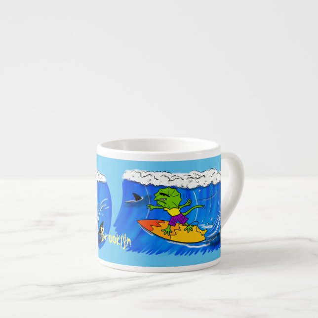 Taza De Espresso Funny personalizado de surf con lagarto frito (Derecha)