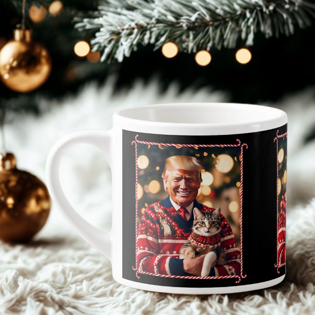 Taza De Espresso Funny Trump | Donald Trump hace que los gatos vuel (Subido por el creador)