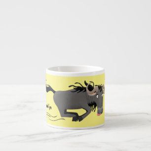 Taza De Espresso Funny Wildebeest corriendo ilustracion personaliza
