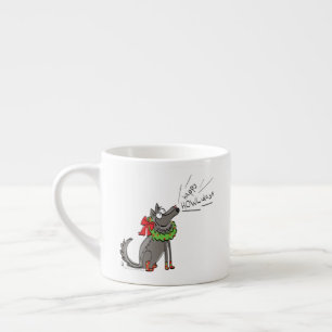 Taza De Espresso Funny Wolf Navidades Felices vacaciones de Howlida