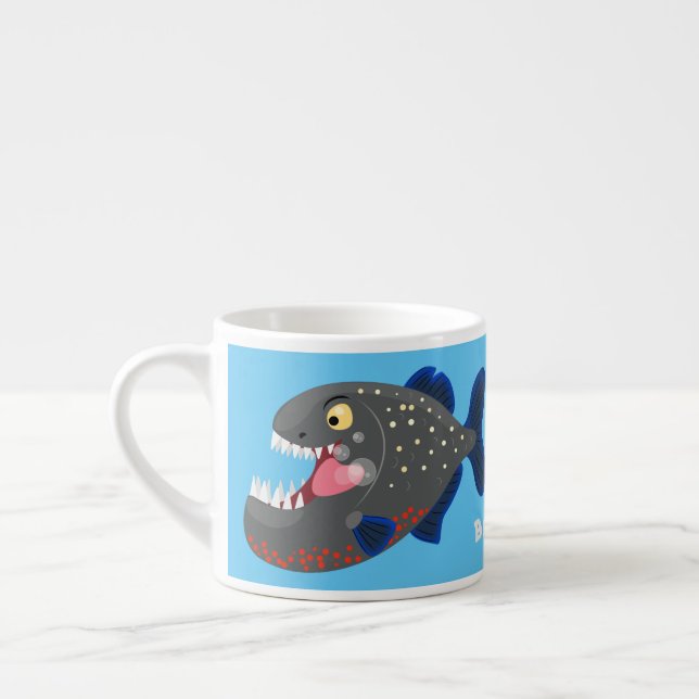 Taza De Espresso Furioso ilustracion personalizado de piranha (Izquierda)