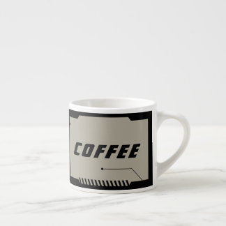 Taza De Espresso Future SciFi Space, Black Frames on Beige 