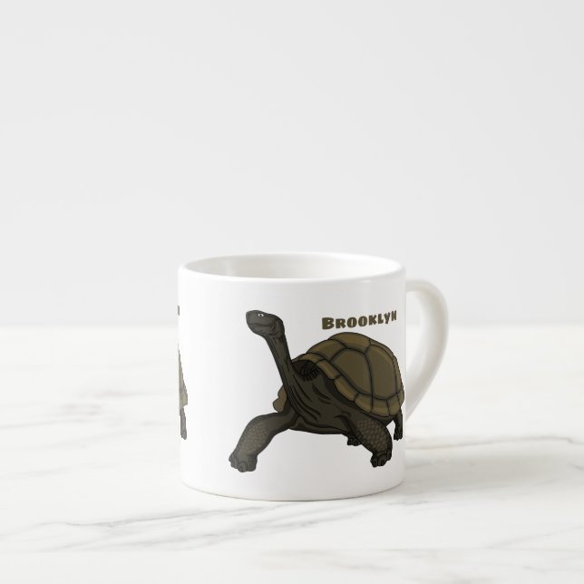 Taza De Espresso Galapagos land tortoise illustration (Derecha)