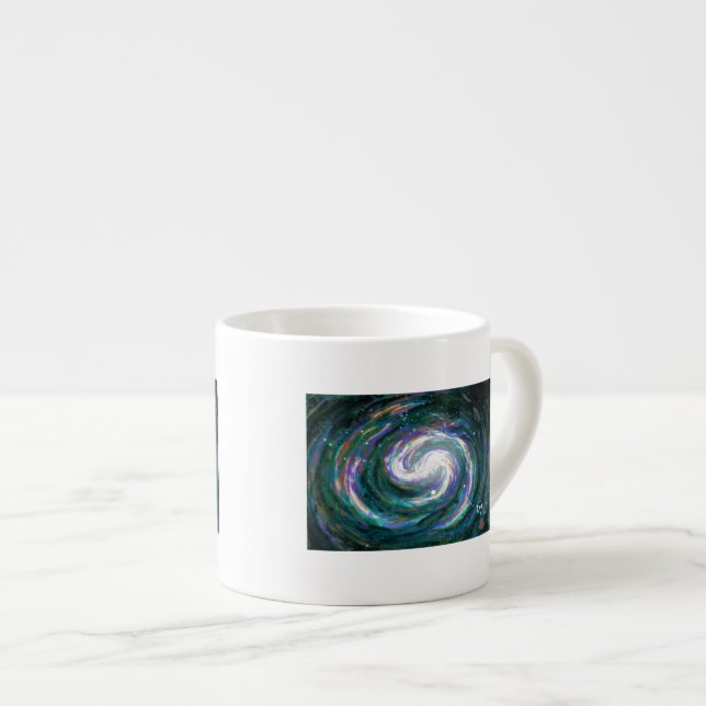 Taza De Espresso Galaxia esmeralda y púrpura (Derecha)