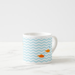 Taza De Espresso Galón azul caprichoso con los pescados del oro