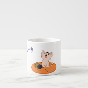 Taza De Espresso Gatito con bolas de lana