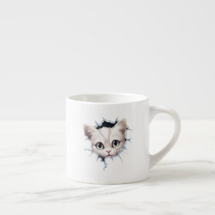 Taza De Espresso Gatito rompiendo a través de la Copa Espresso