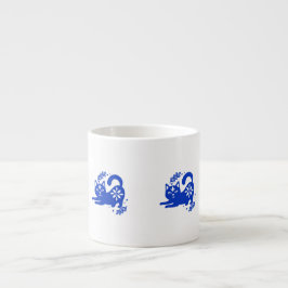 Taza de Espresso Gato Azul Juguetón – CozyBun