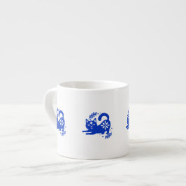 Taza de Espresso Gato Azul Juguetón – CozyBun